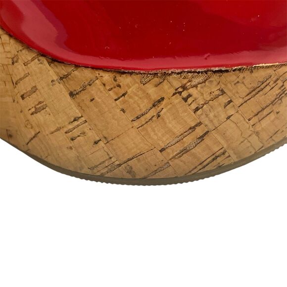 Guess Women's Size 6.5 Red Cork Wedge Open Toe Heels with Buckle Strap READ - Picture 9 of 13